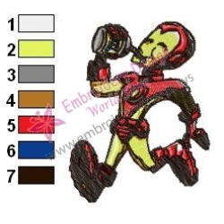 Cartoony Iron Man Embroidery Design